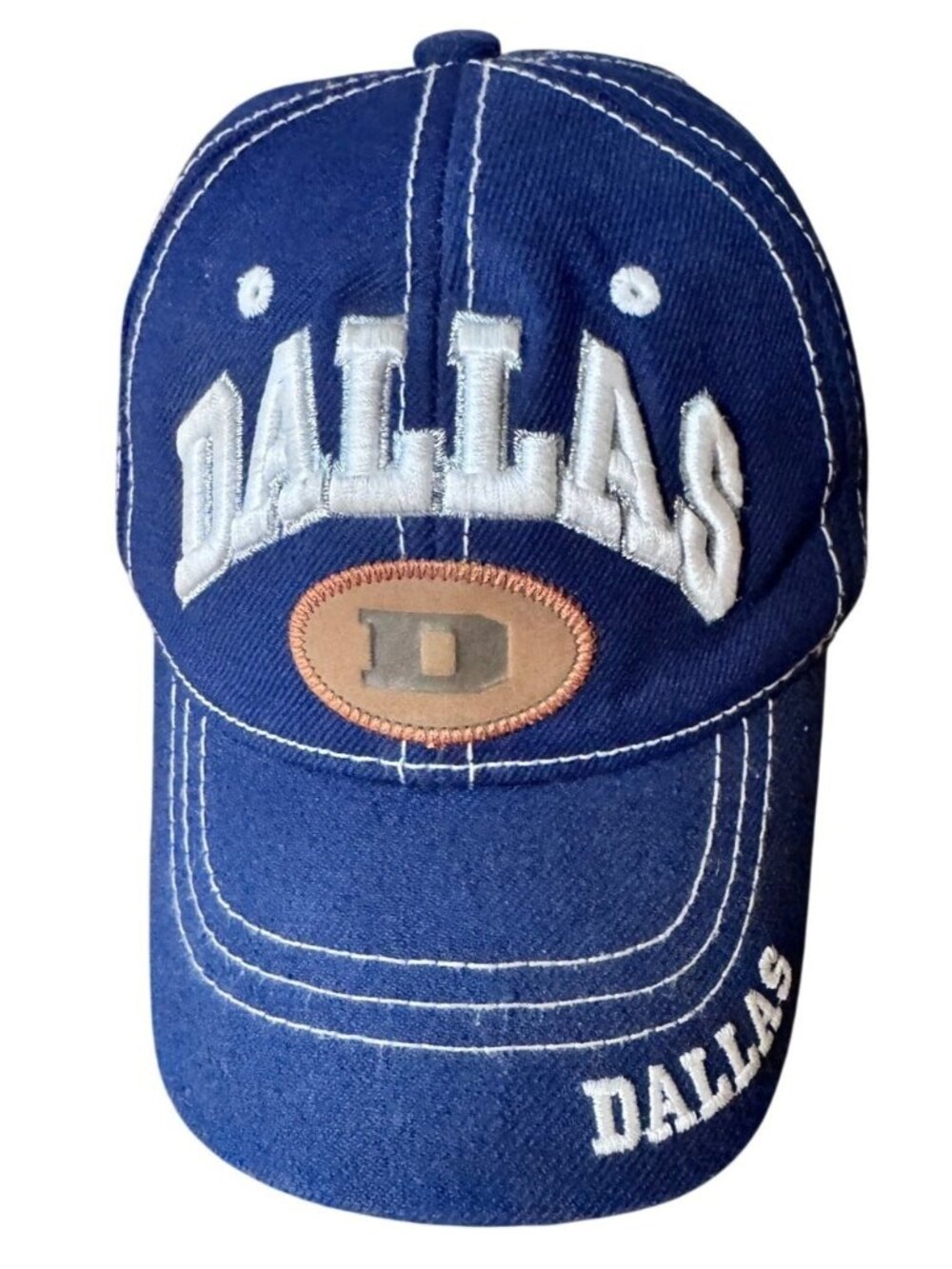 Dallas Embroidered Baseball Cap Snapback Navy Adjustable Design
